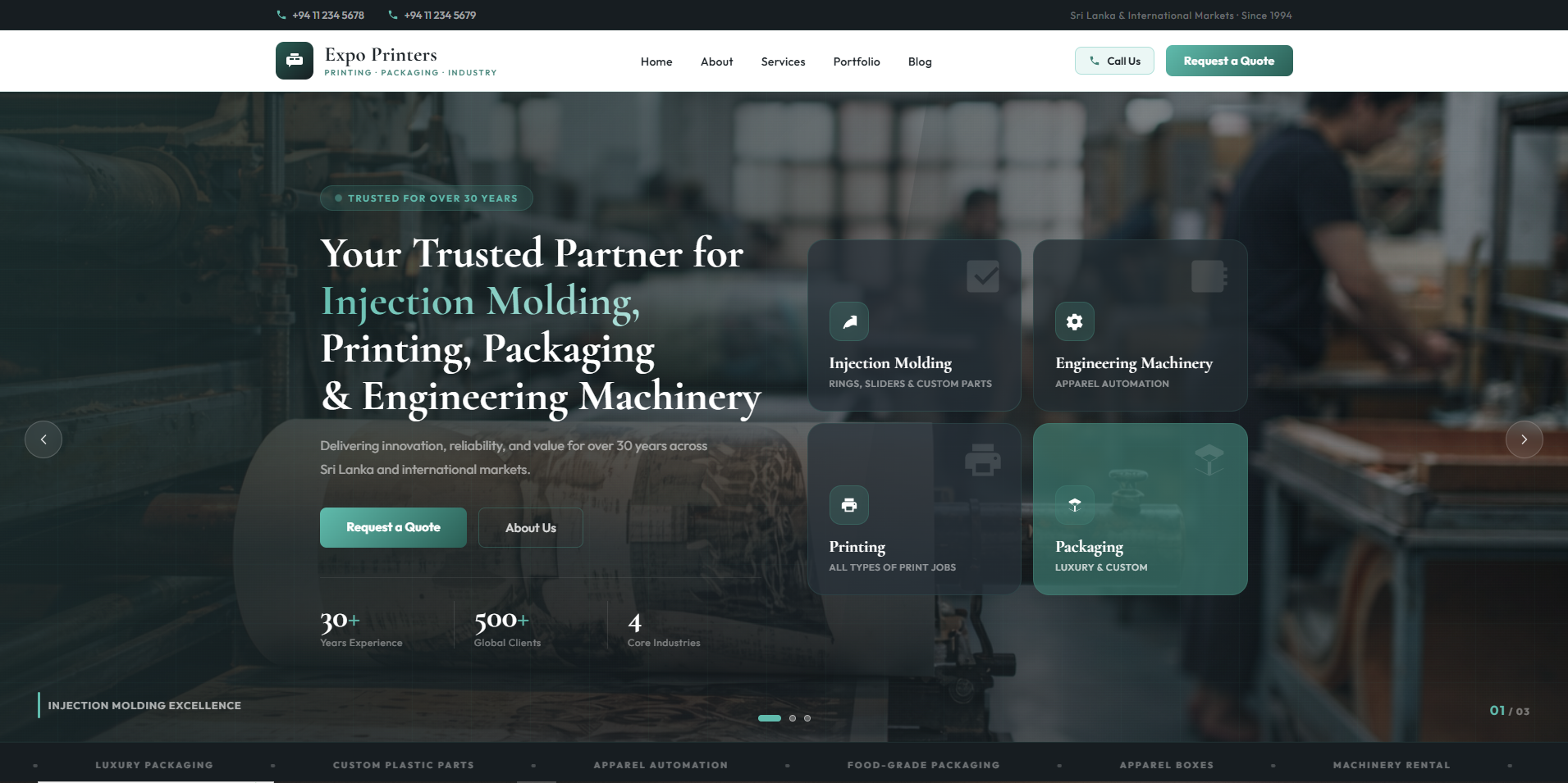 Company website built with Laravel for a printing business in Sri Lanka